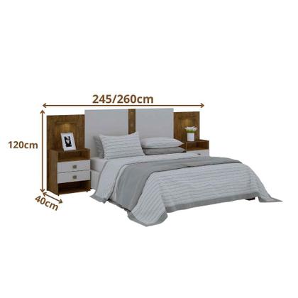 Imagem de Cabeceira para Cama de Casal ou Queen Rubi com 2 Mesas de Cabeceira 100 MDF D Doro Móveis