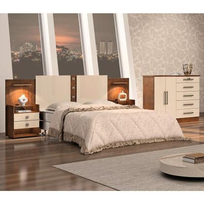 Imagem de Cabeceira para Cama de Casal ou Queen Rubi com 2 Mesas de Cabeceira 100 MDF D Doro Móveis