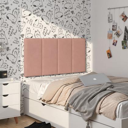 Imagem de Cabeceira para Cama de Solteiro 0,90 Bia Modulo Suede- Rosa