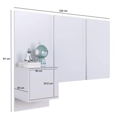 Imagem de Cabeceira para Cama de Solteiro com Mesa de Cabeceira Zurique PL1090 Art in Móveis