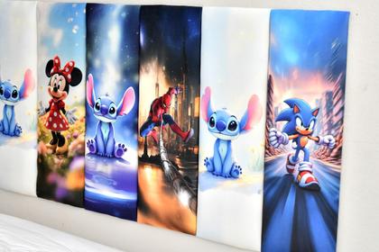 Imagem de Cabeceira para cama solteiro casal modular estampada Kit C5