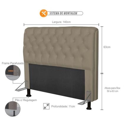 Imagem de Cabeceira Paris Para Cama Box Casal 140 cm Paris Areia - JS Móveis