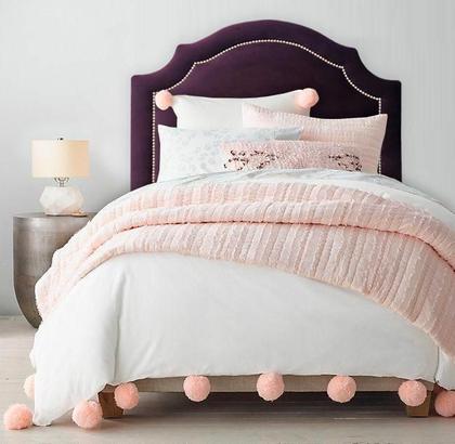 Imagem de Cabeceira Provençal Luxo Com Tachas - Solteiro Veludo Roxo