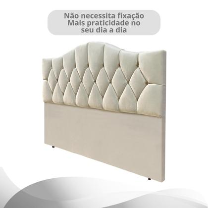 Imagem de Cabeceira Queen Cama Box Botões Provençal Areia Suede Com Pés 120Cm Altura RBL