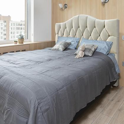 Imagem de Cabeceira Queen Cama Box Botões Provençal Areia Suede Com Pés 120Cm Altura RBL