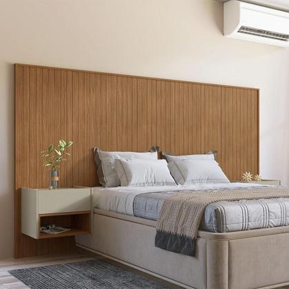 Imagem de Cabeceira Queen com 2 Mesas de Apoio Florença 2 GV Cedro e Off White