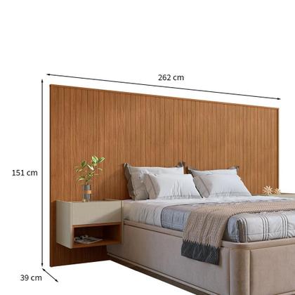 Imagem de Cabeceira Queen com 2 Mesas de Apoio Florença 2 GV Cedro e Off White