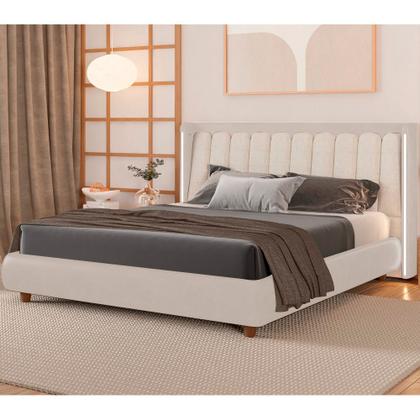 Imagem de Cabeceira Queen Com LED Yeon Facto / Linho Off White - Sallar Home