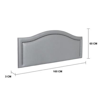 Imagem de Cabeceira Queen Estofada para Cama Box, Modelo Curva Luxo com Tachas 1,60m x 0,60m, Suede, Veludo e Sintético