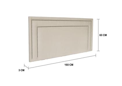 Imagem de Cabeceira Queen Reta Luxo Dupla 160x60 Suede Off White - Tachas Prata