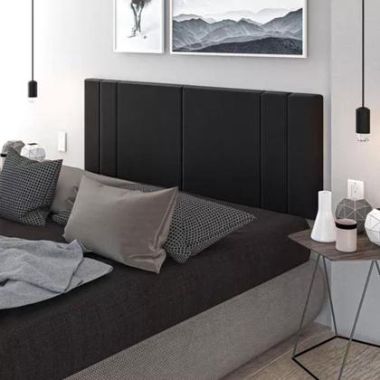 Imagem de Cabeceira Queen Tulipa Estofada Suspensa Moderna - 1,60 Metros - Preto Suede