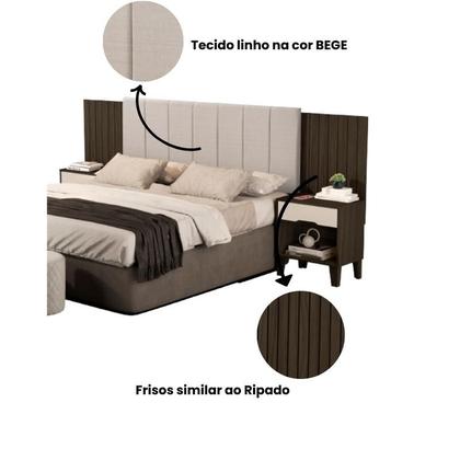 Imagem de Cabeceira Regulável Para Cama Box Casal Queen Helena Com Criados E Painel Estofado