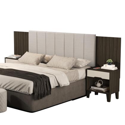 Imagem de Cabeceira Regulável Para Cama Box Casal Queen Helena Com Criados E Painel Estofado