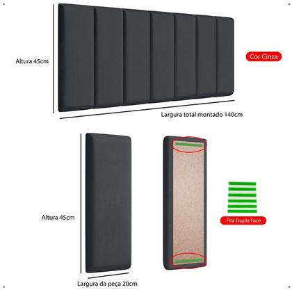 Imagem de Cabeceira Reta Lisa Modular Estofada Para Cama Box Casal Modulada