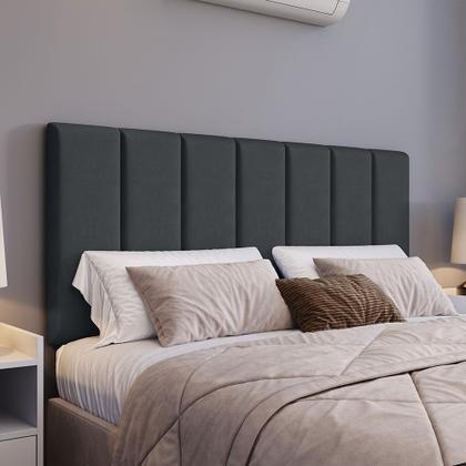 Imagem de Cabeceira Reta Lisa Modular Estofada Para Cama Box Casal Modulada