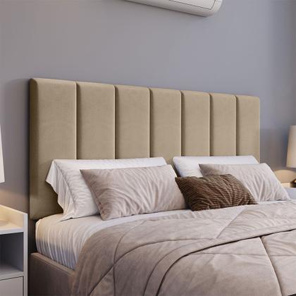 Imagem de Cabeceira Reta Lisa Modular Estofada Para Cama Box Queen Modulada