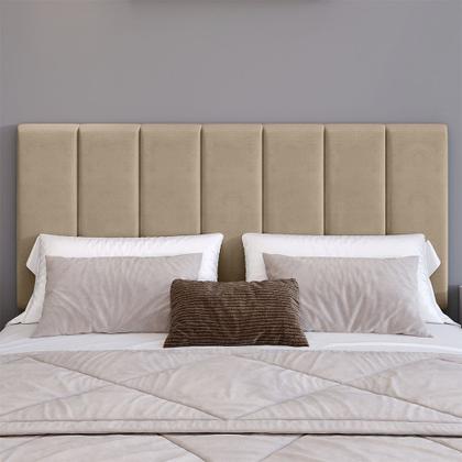 Imagem de Cabeceira Reta Lisa Modular Estofada Para Cama Box Queen Modulada