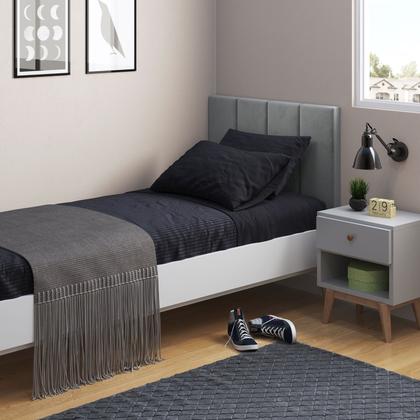 Imagem de Cabeceira Reta Lisa Modular Estofada Para Cama Solteiro Modular