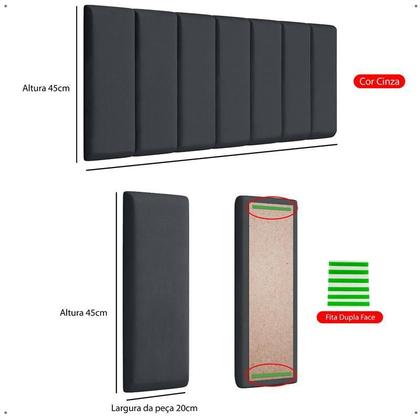 Imagem de Cabeceira Reta Lisa Modular Estofada Para Cama Solteiro Modular