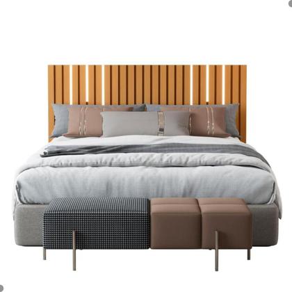 Imagem de Cabeceira Ripada de Casal com Kit Led Yokohama Nature