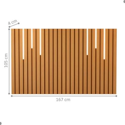 Imagem de Cabeceira Ripada de Casal com Kit Led Yokohama Nature