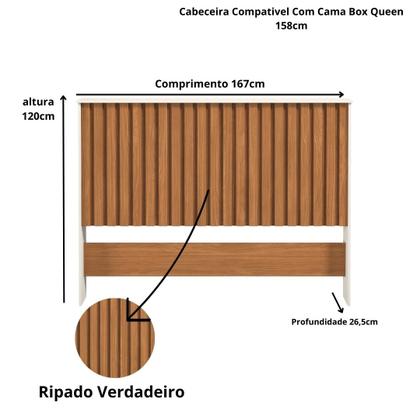 Imagem de Cabeceira Ripada Detroid Para Cama Box Queen Size 158 160cm
