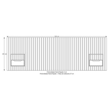 Imagem de Cabeceira Ripada Maracá King com 2 Mesas de Cabeceira Buriti