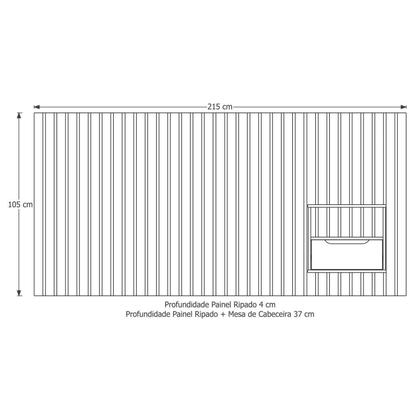Imagem de Cabeceira Ripada Maracá Queen com 1 Mesa de Cabeceira Curva Buriti