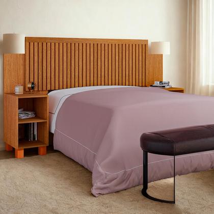 Imagem de Cabeceira Ripada Modular para cama Casal, Queen com Mesas de Cabeceira