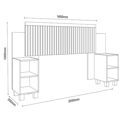 Imagem de Cabeceira Ripada Modular para cama Casal, Queen com Mesas de Cabeceira