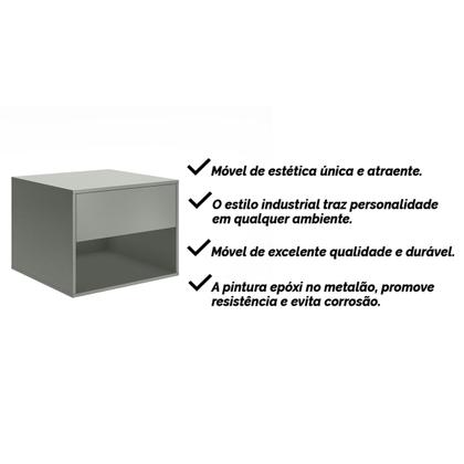 Imagem de Cabeceira Ripado MDF Adesiva com 2 Mesas de Cabeceira Suspensa Sofia 1 Gaveta e Nicho Cama Casal Queen e King LH Móveis