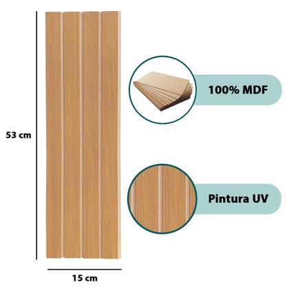 Imagem de Cabeceira Ripado MDF Adesiva com 2 Mesas de Cabeceira Suspensa Sofia 1 Gaveta e Nicho Cama Casal Queen e King LH Móveis