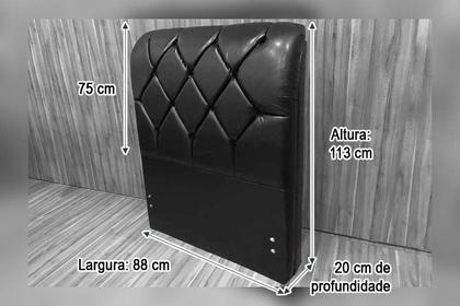Imagem de Cabeceira Solteiro 88 Lavínia material sintético Preto Fernandes