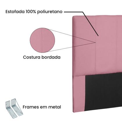 Imagem de Cabeceira Solteiro 90 cm Londres Veludo Rosa - Nexta Casa