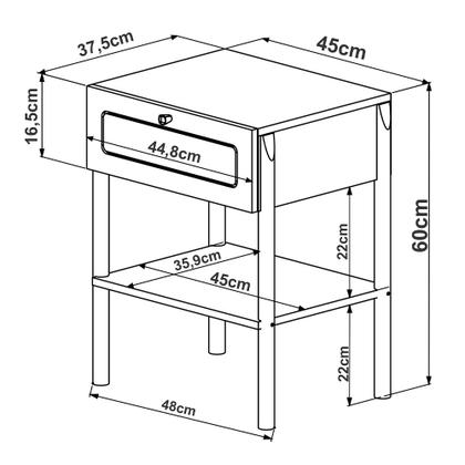 Imagem de Cabeceira Solteiro 90cm e 1 Mesa Lateral 1 Gaveta Madeira Moss A03 Hanover Roble - Lyam Decor