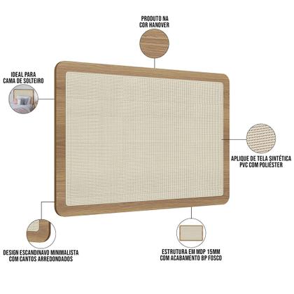 Imagem de Cabeceira Solteiro 90cm e 1 Mesa Lateral 1 Gaveta Madeira Moss A03 Hanover Roble - Lyam Decor