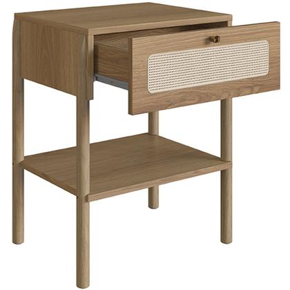 Imagem de Cabeceira Solteiro 90cm e 1 Mesa Lateral 1 Gaveta Madeira Moss A03 Hanover Roble - Lyam Decor