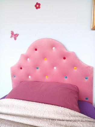 Imagem de Cabeceira Solteiro Bella Colours Veludo Rose Botão Colorido