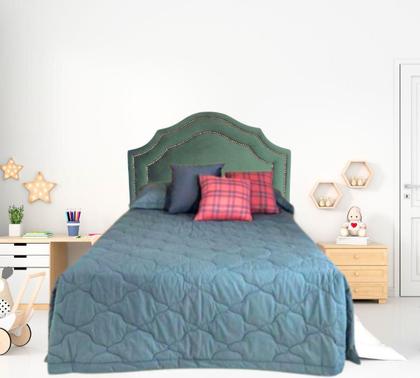 Imagem de Cabeceira Solteiro Cama Box Veludo Verde Provençal Dupla