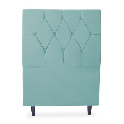 Imagem de Cabeceira Solteiro Cama Estofada Box Júlia 90cm Veludo Verde Água