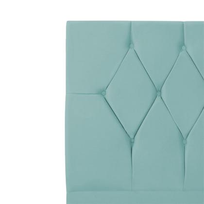 Imagem de Cabeceira Solteiro Cama Estofada Box Júlia 90cm Veludo Verde Água