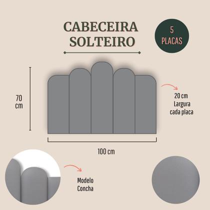 Imagem de Cabeceira Solteiro Concha 100x70 Cama Box Modulada 