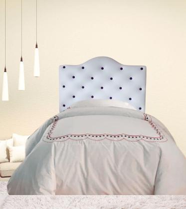 Imagem de Cabeceira Solteiro Estofada Branca Línea Poá