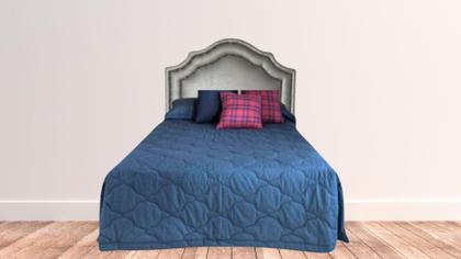 Imagem de Cabeceira Solteiro Estofada Em Cinza Com Dupla Tacha