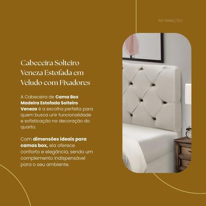 Imagem de Cabeceira Solteiro Estofada Madeira Cama Box Veneza
