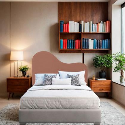 Imagem de Cabeceira Solteiro Estofada para Cama Box em Bouclé