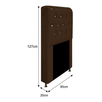 Imagem de Cabeceira Solteiro Lady A05 c/ Strass 90 cm para Cama Box Corano - ADJ Decor