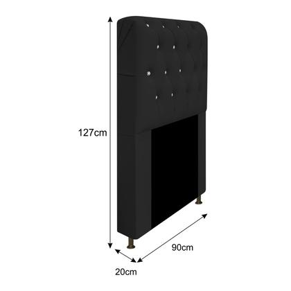 Imagem de Cabeceira Solteiro Lady A05 c/ Strass 90 cm para Cama Box Corano - ADJ Decor