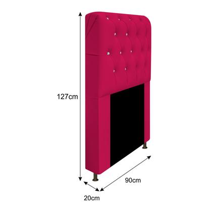 Imagem de Cabeceira Solteiro Lady A05 c/ Strass 90 cm para Cama Box Corano - Amarena Móveis