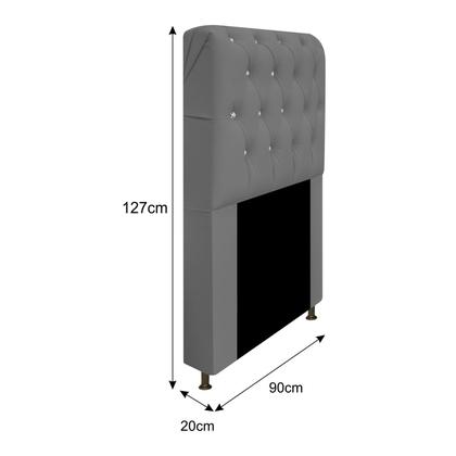 Imagem de Cabeceira Solteiro Lady A05 c/ Strass 90 cm para Cama Box Corano - Doce Sonho Móveis